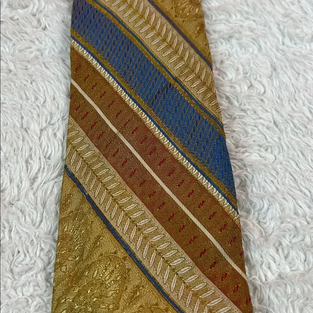 Lot‎ bundle 2 vintage 70s clip on ties - brown, gold, and blue